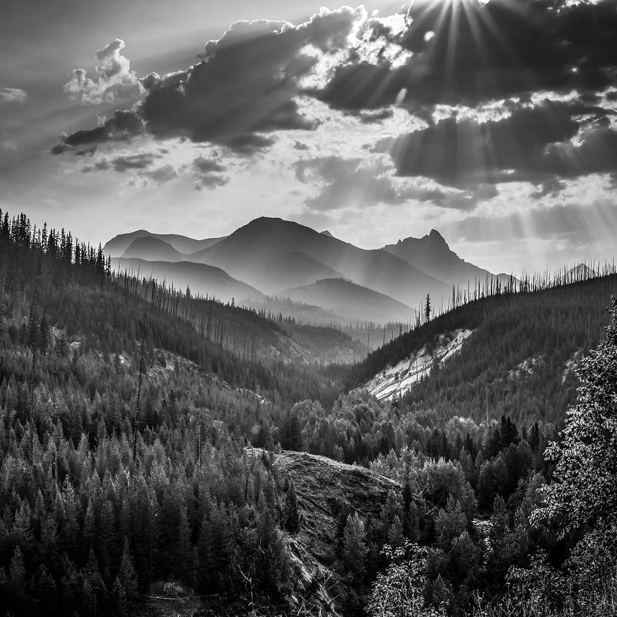 Black And White Photograph - The Glory Of Glacier National Park - Black and White by Gregory Ballos