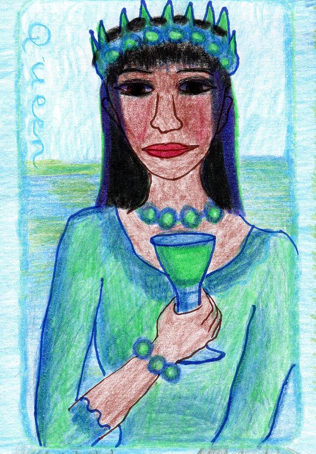 Tarot Drawing - The Glowing Tarot Cups 13 by Sushila Burgess Tarot Drawing - The Glowing Tarot Cups 13 by Sushila Burgess