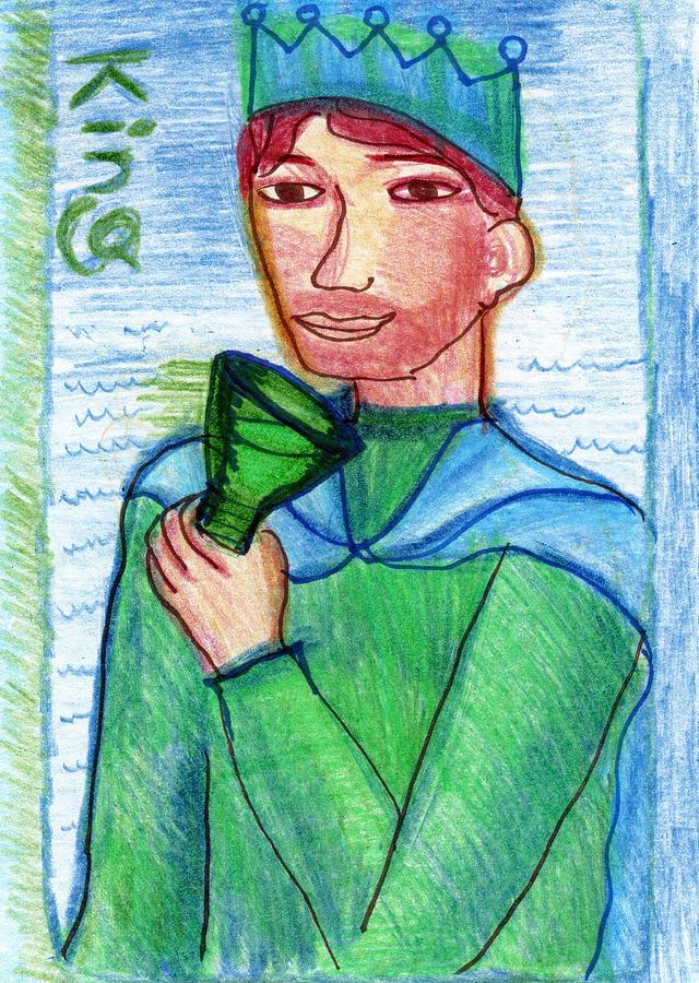 Tarot Drawing - The Glowing Tarot Cups 14 by Sushila Burgess Tarot Drawing - The Glowing Tarot Cups 14 by Sushila Burgess