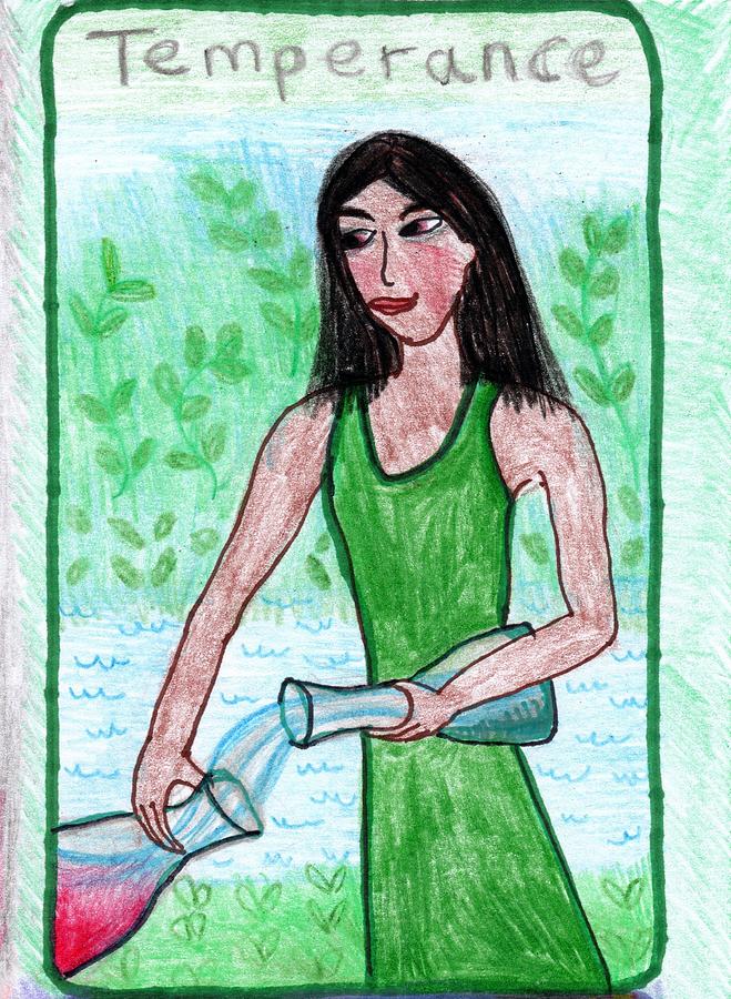 Tarot Drawing - The Glowing Tarot Major Arcana 14 by Sushila Burgess Tarot Drawing - The Glowing Tarot Major Arcana 14 by Sushila Burgess