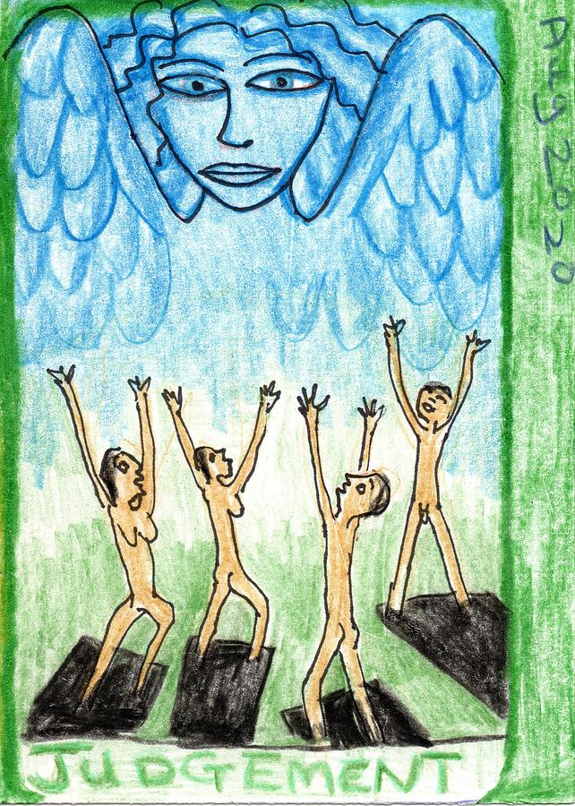 Tarot Drawing - The Glowing Tarot Major Arcana 20 by Sushila Burgess Tarot Drawing - The Glowing Tarot Major Arcana 20 by Sushila Burgess