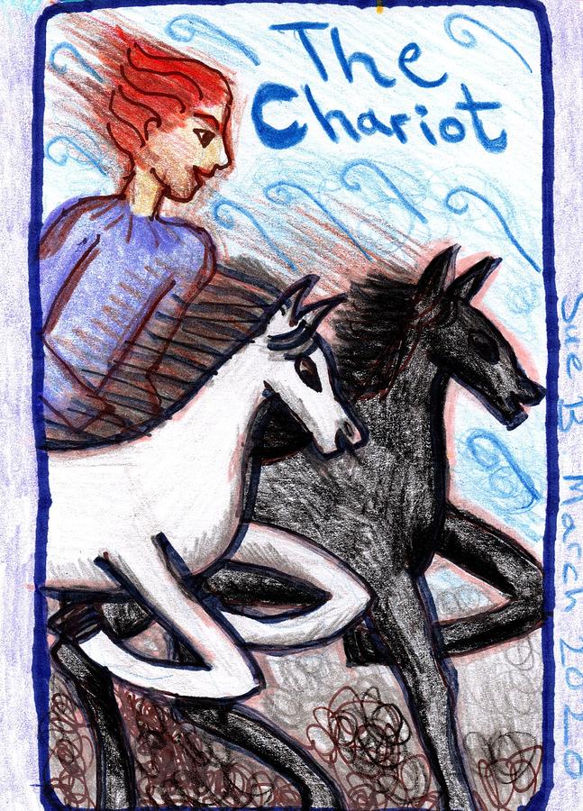 Tarot Drawing - The Glowing Tarot Major Arcana 7 by Sushila Burgess Tarot Drawing - The Glowing Tarot Major Arcana 7 by Sushila Burgess