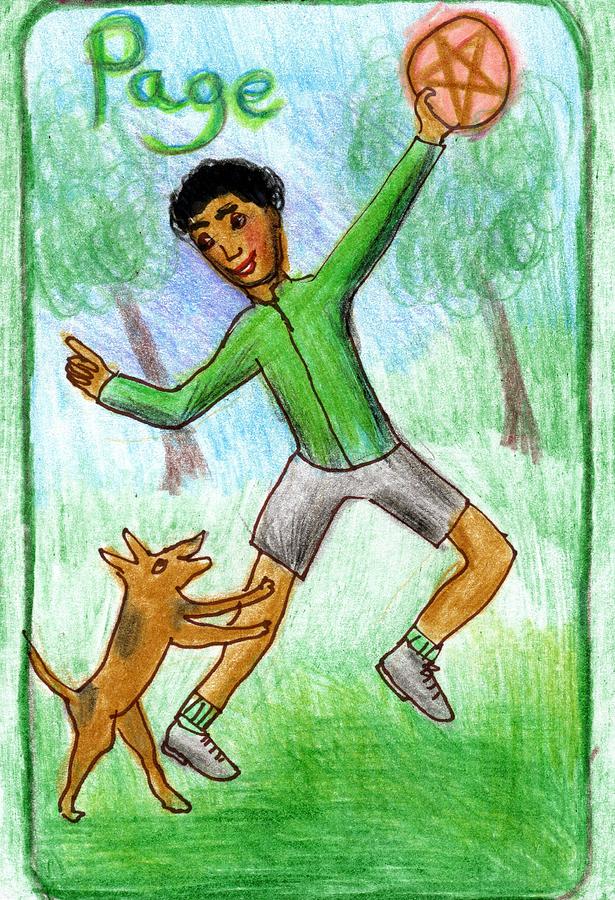 Tarot Drawing - The Glowing Tarot Pentacles 11 by Sushila Burgess Tarot Drawing - The Glowing Tarot Pentacles 11 by Sushila Burgess