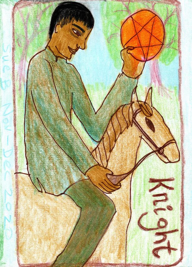 Tarot Drawing - The Glowing Tarot Pentacles 12 by Sushila Burgess Tarot Drawing - The Glowing Tarot Pentacles 12 by Sushila Burgess