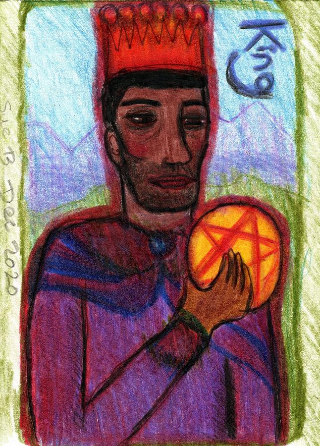 Tarot Drawing - The Glowing Tarot Pentacles 14 by Sushila Burgess Tarot Drawing - The Glowing Tarot Pentacles 14 by Sushila Burgess