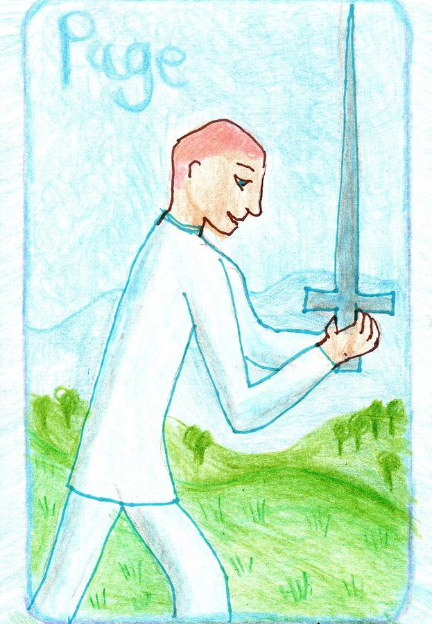 Tarot Drawing - The Glowing Tarot Swords 11 by Sushila Burgess Tarot Drawing - The Glowing Tarot Swords 11 by Sushila Burgess