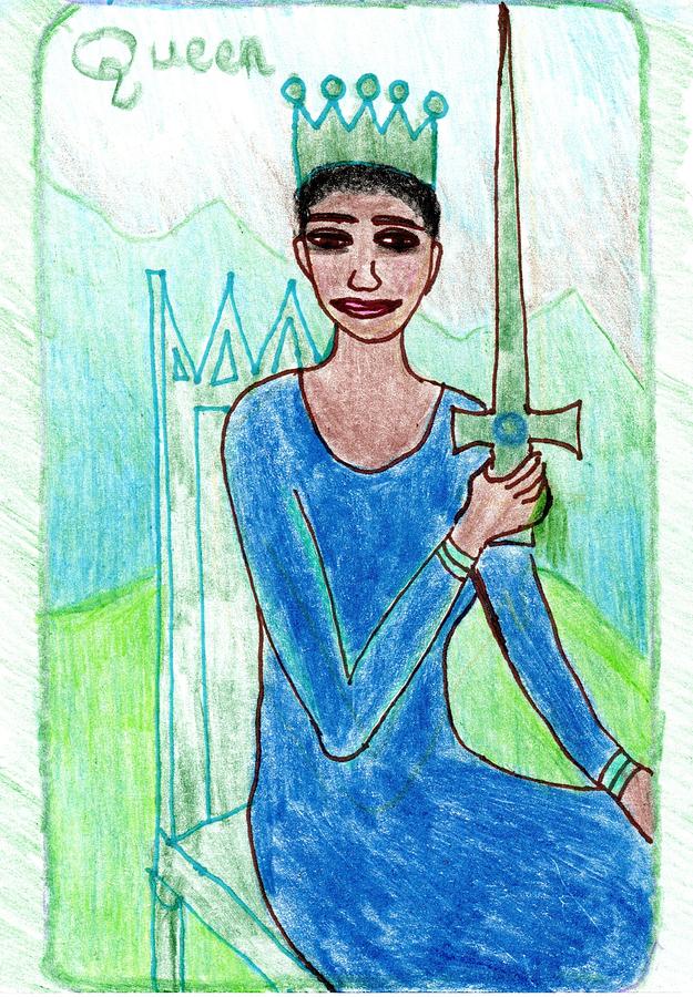 Tarot Drawing - The Glowing Tarot Swords 13 by Sushila Burgess Tarot Drawing - The Glowing Tarot Swords 13 by Sushila Burgess