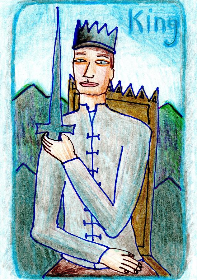 Tarot Drawing - The Glowing Tarot Swords 14 by Sushila Burgess Tarot Drawing - The Glowing Tarot Swords 14 by Sushila Burgess