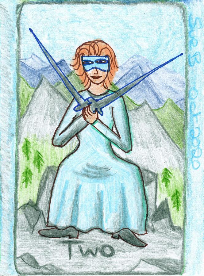 Tarot Drawing - The Glowing Tarot Swords 2 by Sushila Burgess Tarot Drawing - The Glowing Tarot Swords 2 by Sushila Burgess