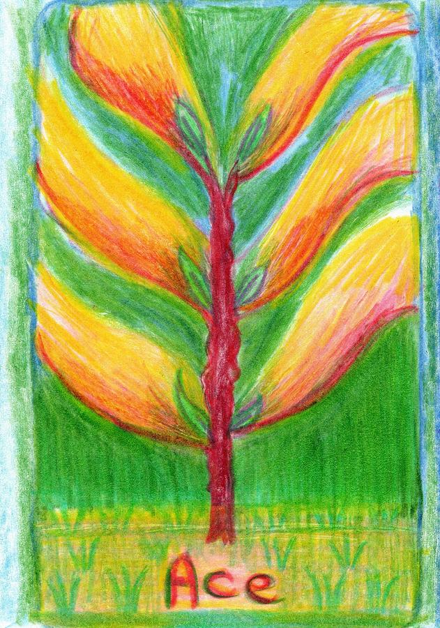 Tarot Drawing - The Glowing Tarot Wands 1 by Sushila Burgess Tarot Drawing - The Glowing Tarot Wands 1 by Sushila Burgess