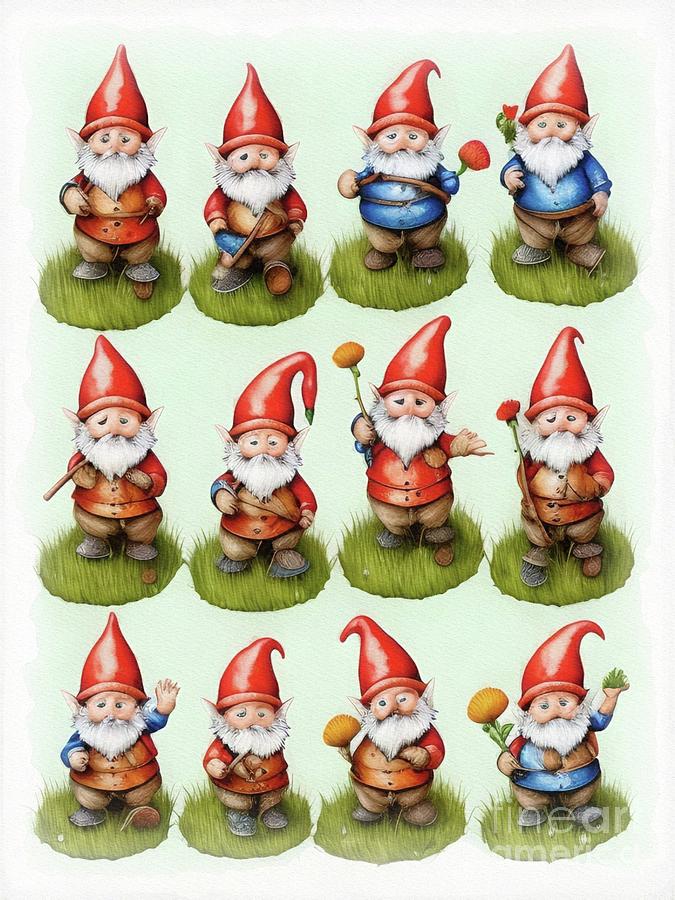 Mushroom Painting - The Gnome Fraternity by Esoterica Art Agency