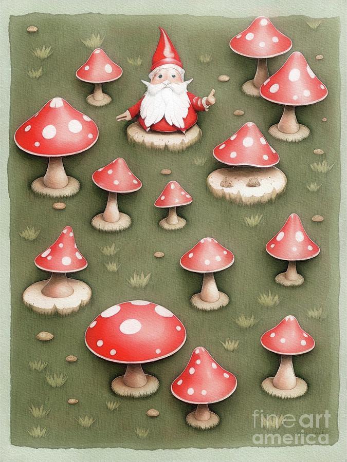 Mushroom Painting - The Gnome Garden by Esoterica Art Agency