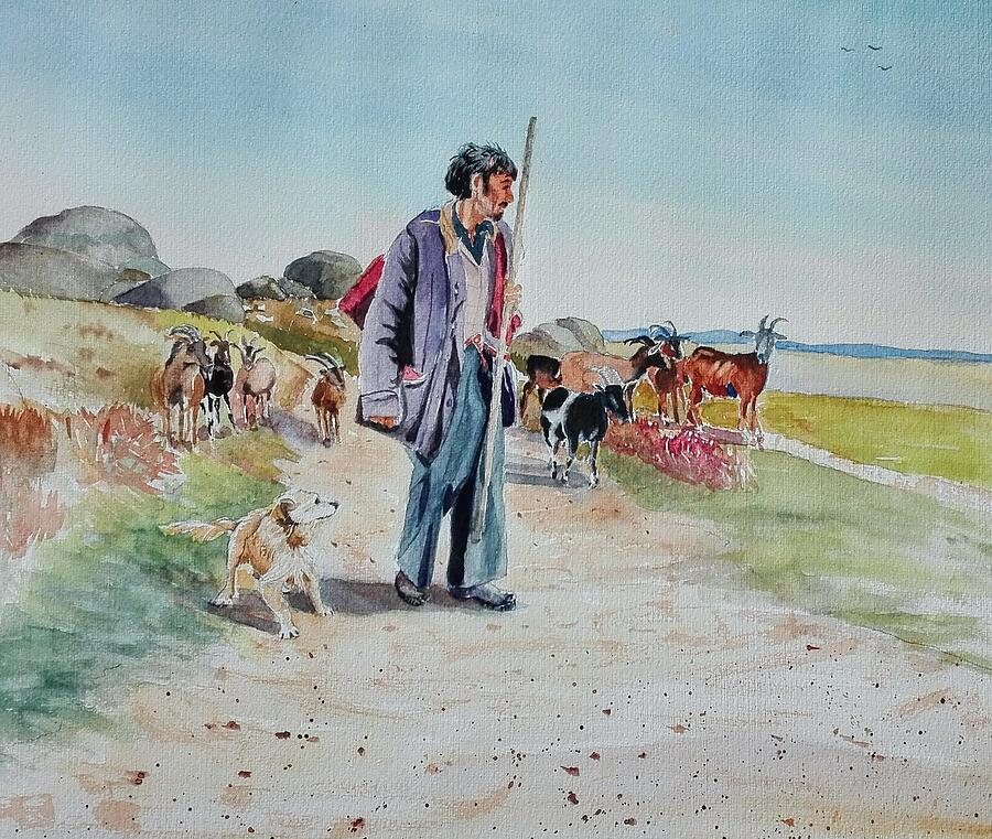 The Goatherd Painting by Sandie Croft