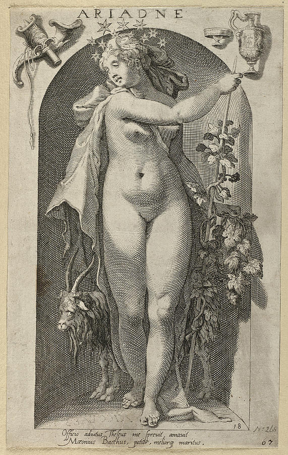 The goddess Ariadne Drawing by Nicolaes Braeu