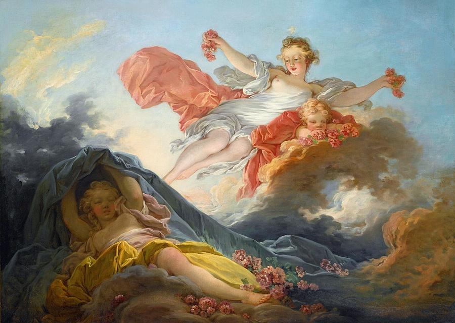 Jean Honore Fragonard Drawing - The Goddess Aurora triumphing Over Night by Jean Honore Fragonard French