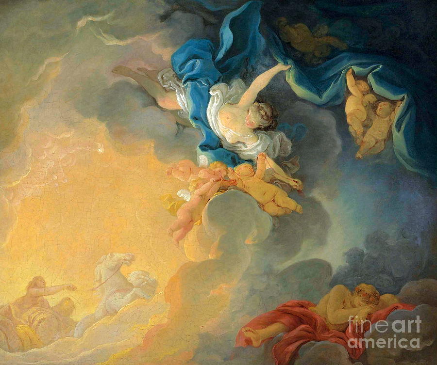 The goddess Aurora triumphs over night Painting by Jean-Honore Fragonard
