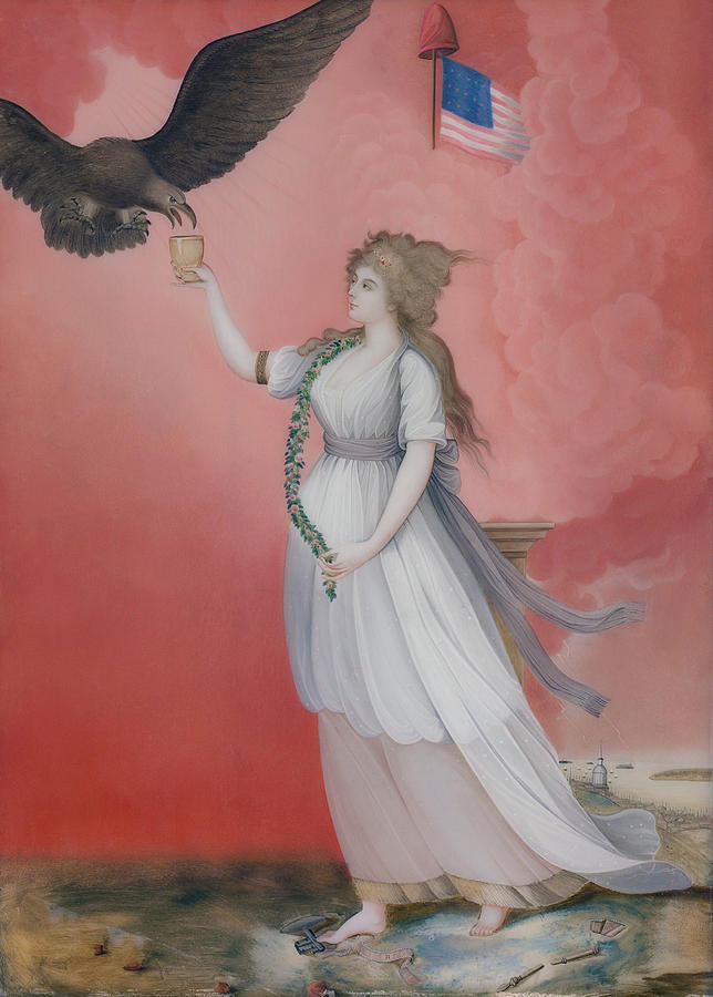 The Goddess Liberty With A Bald Eagle - Circa 1800 Painting by War Is Hell Store