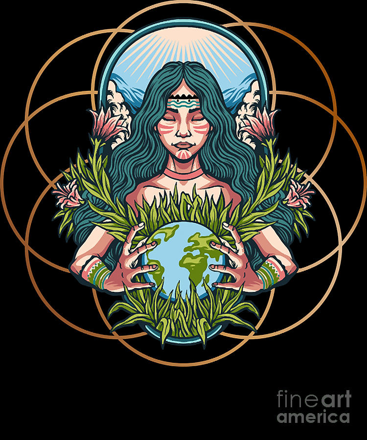 The Goddess Nature Gaia Healing Sacred Geometry Digital Art by Gertrud ...