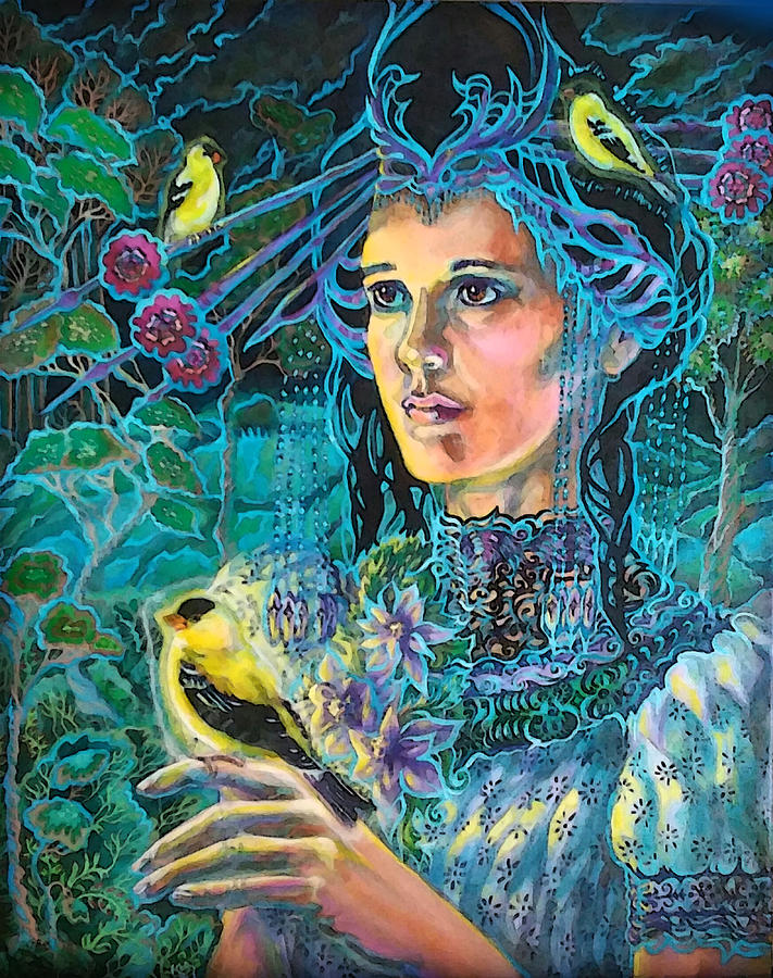 The Golden bird Painting by Suzanne Silvir