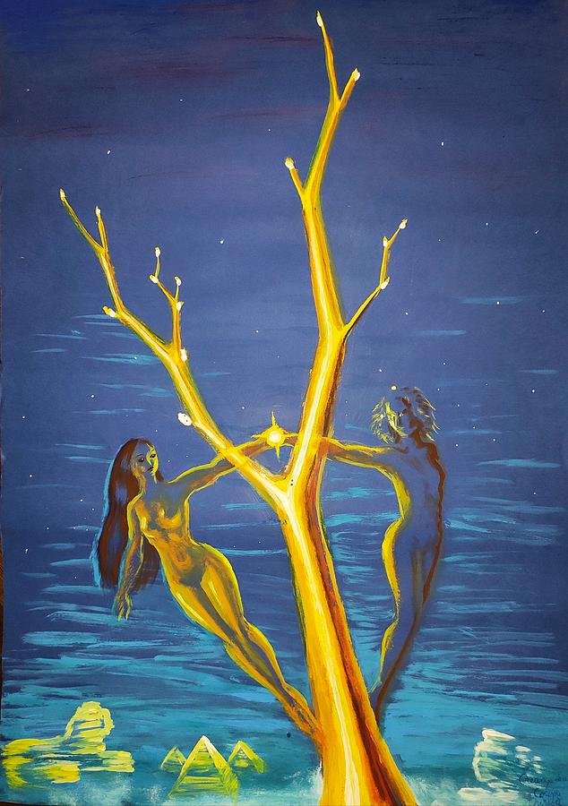 Golden Branch Painting - The golden branch by Chirila Corina