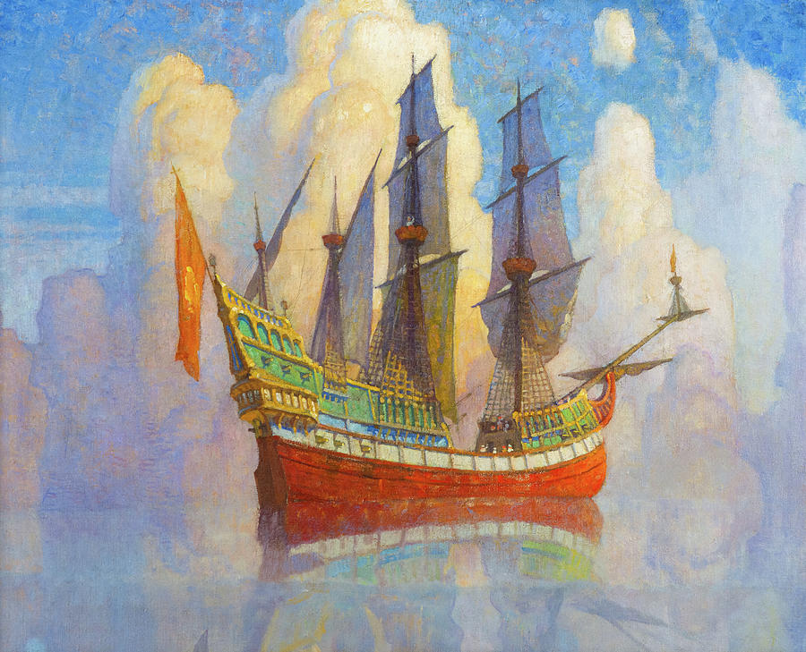 Flag Painting - The Golden Galleon by Newell Convers Wyeth