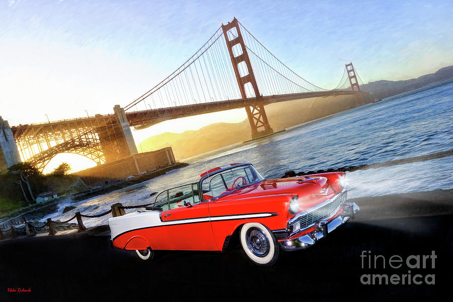 The Golden Gate Bridge And 1956 Chevy Bel Air Photograph by Blake Richards