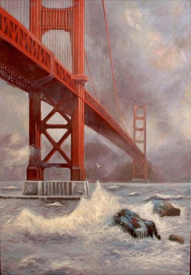 The Golden Gate Bridge Painting by Rosencruz  Sumera