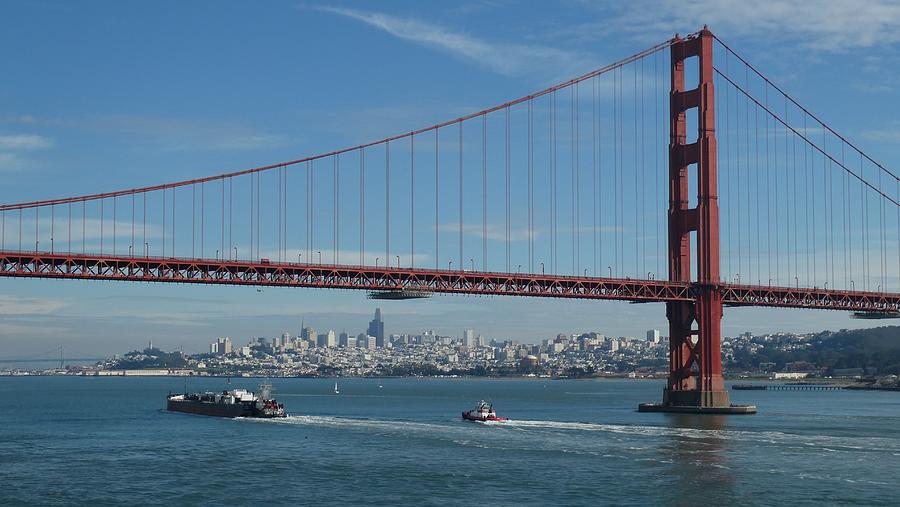 Architecture Photograph - The Golden Gate Bridge With San Francisco In The Distance by Ocean View Photography