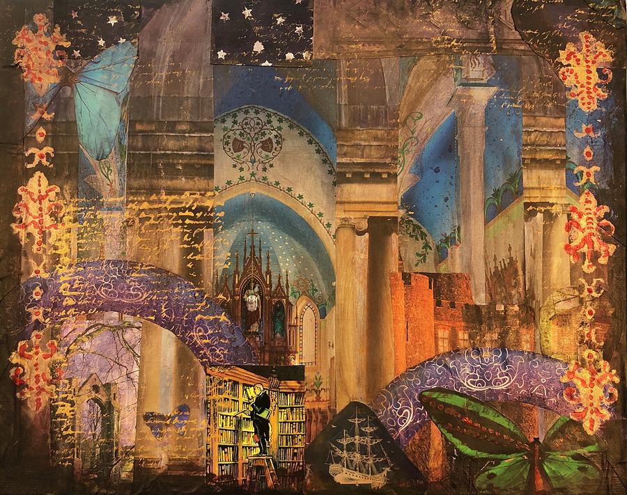 The Golden Library Mixed Media by Mel Bratz