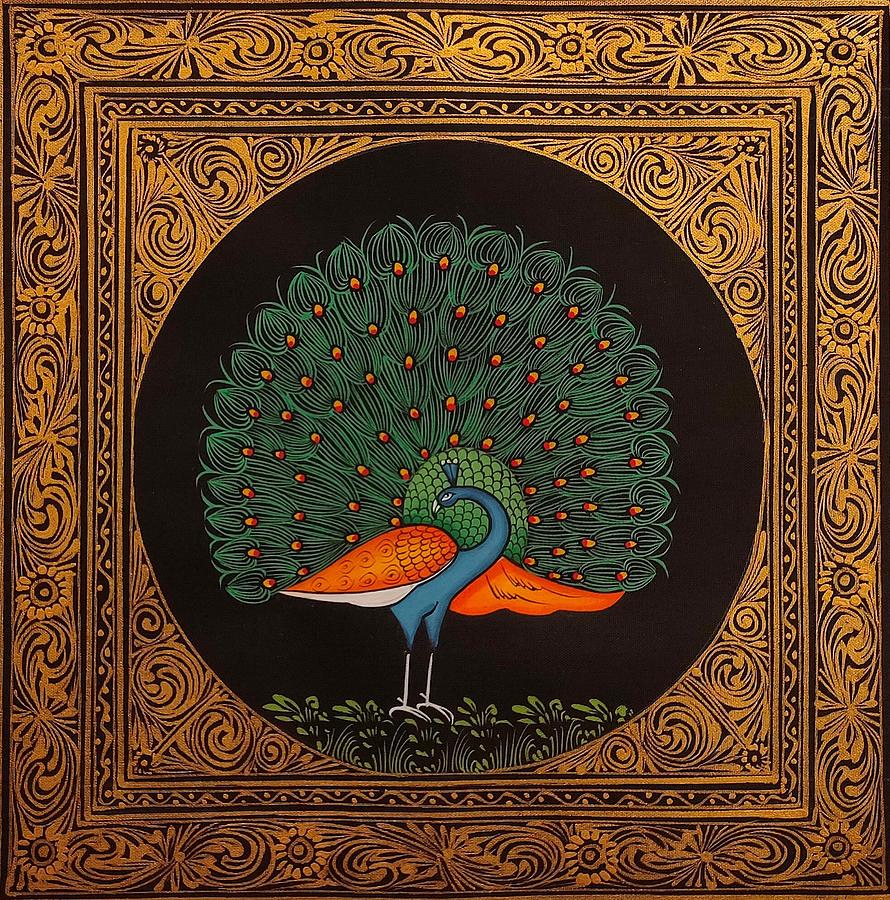 The Golden Peacock Miniature Painting Painting by University Of ...