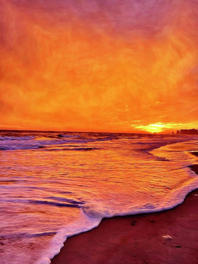 Phoenix Digital Art - The Golden Phoenix Rises at Sunset by Pamela Storch