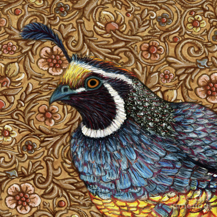 The Golden Quail Tapestry Painting by Amy E Fraser