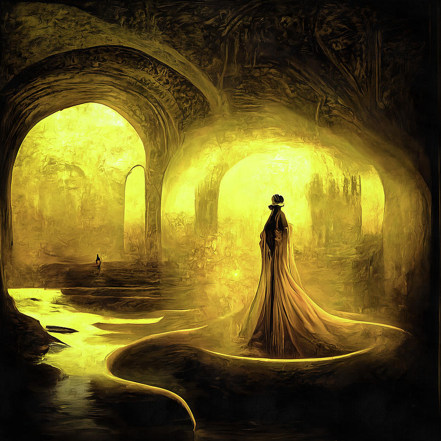 The Golden Room 02 Mysterious Woman Digital Art by Matthias Hauser