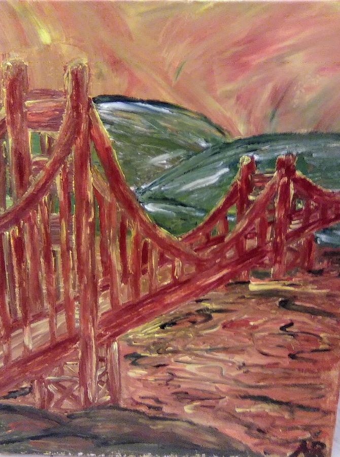 The Golden States Golden Gates Sunset Painting by Andrew Blitman