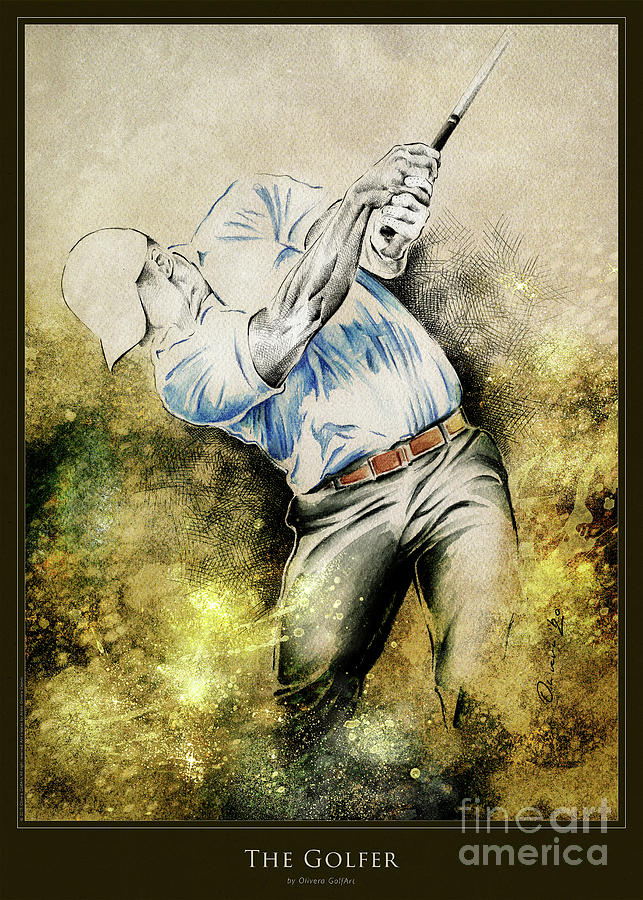 The Golfer - Poster Mixed Media by Olivera Cejovic