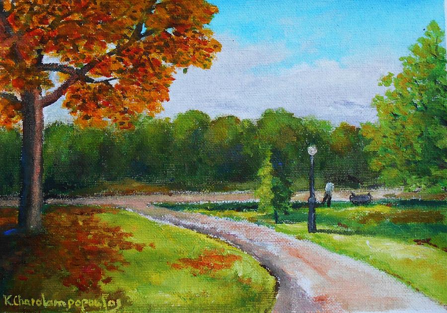The Goteborgs park in Sweeden Painting by Konstantinos Charalampopoulos