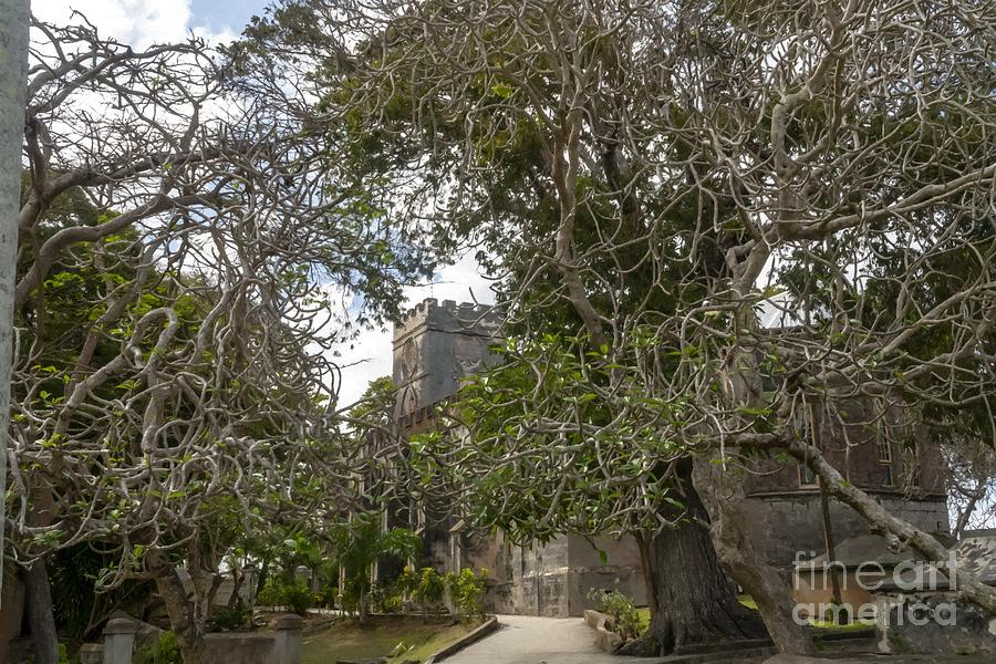 The gothic St Johns Parish Church on a hilltop in Barbados, an island in the N Atlantic-Caribbean Photograph by William Kuta