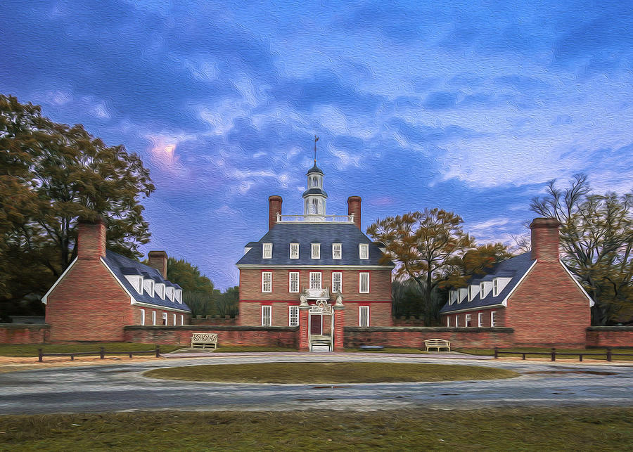 The Governors Palace in the Evening - Oil Painting Style Photograph by Rachel Morrison