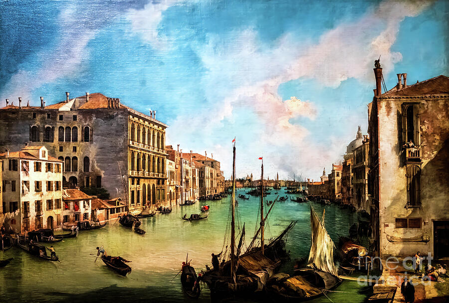 The Grand Canal from San Vio, Venice by Canaletto 1724 Painting by Canaletto
