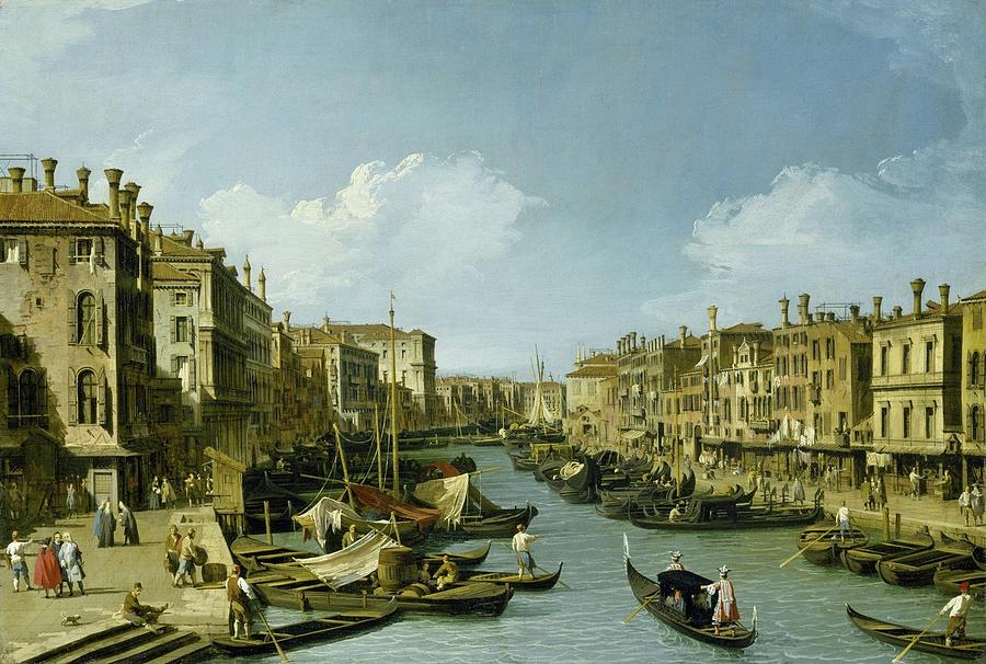 The Grand Canal near the Rialto Bridge, Venice #5 Painting by Lagra Art
