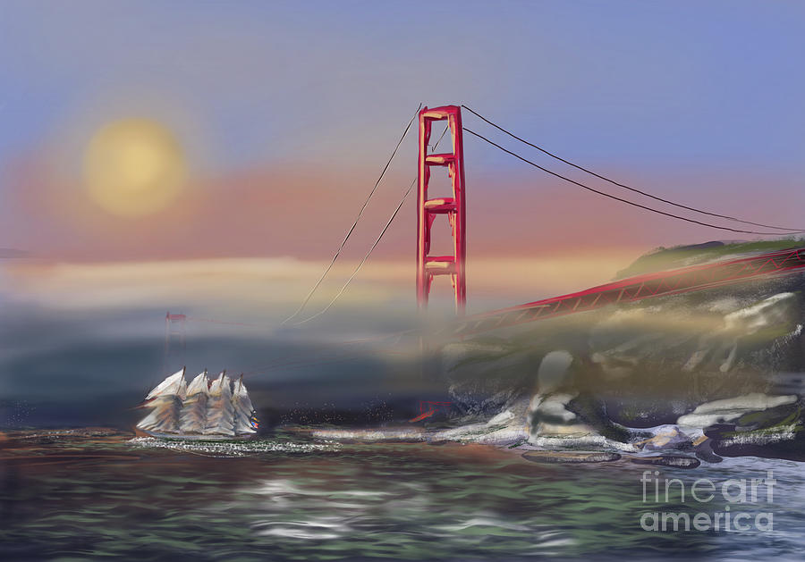 The Grand Golden Gate Bridge Digital Art by Doug Gist