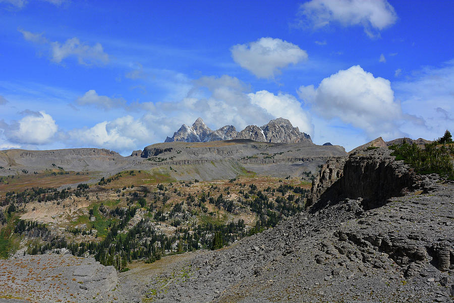 The Grand Photograph - The Grand, Middle Teton, and South Tetons from Sheep Steps 3 by Raymond Salani III