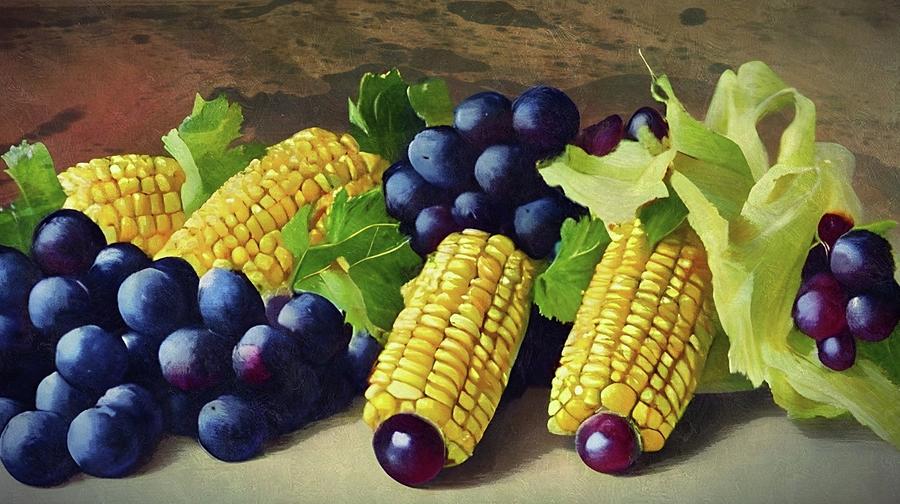 The Grapes Of Corn Digital Art by Ally White
