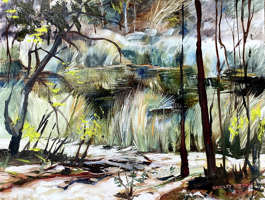 The Grasses at Thirlmere Painting by Shirley Peters