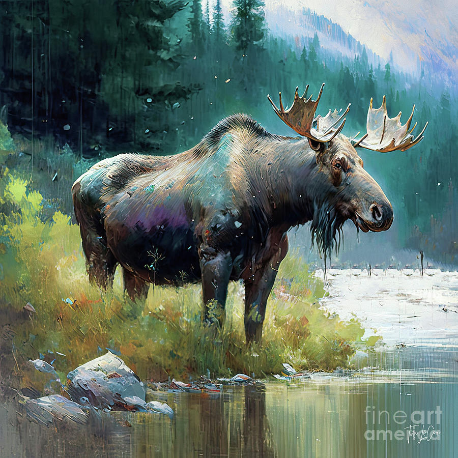 The Great And Mighty Moose Painting by Tina LeCour