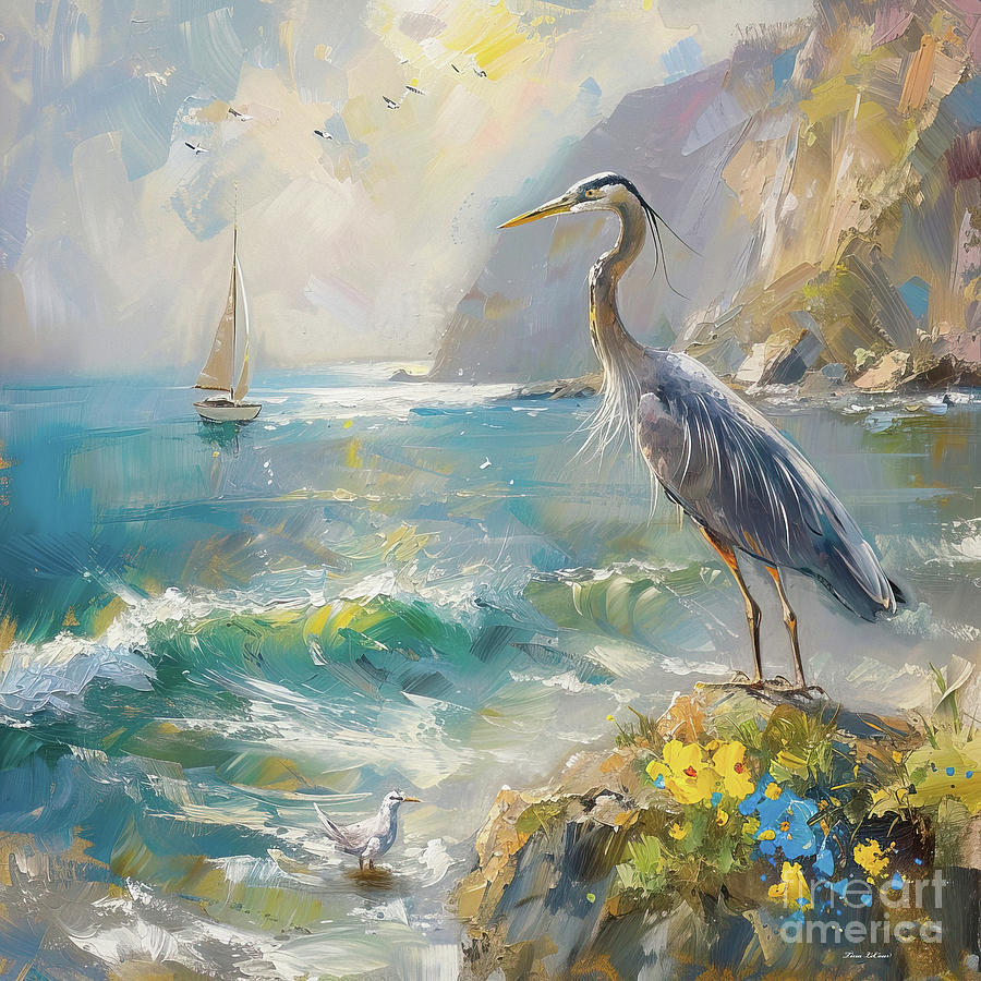 Heron Painting - The Great Blue Heron by Tina LeCour