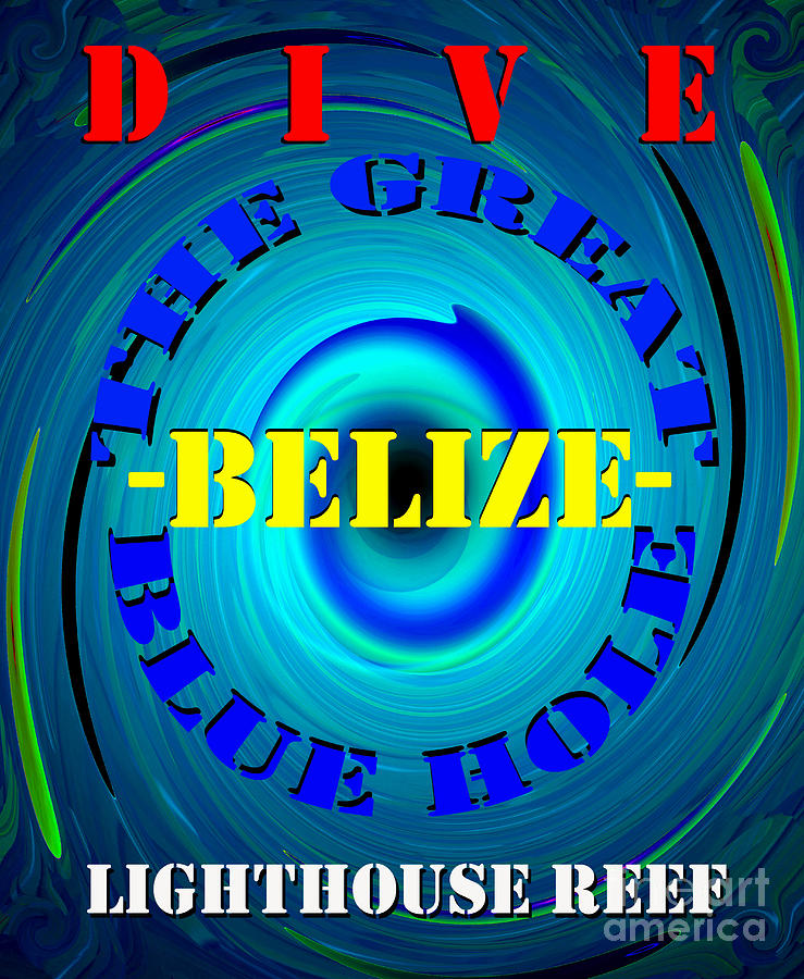 The great blue hole Belize work A Mixed Media by David Lee Thompson