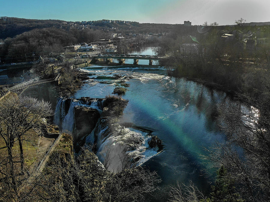 The Great Falls of Paterson with a Rainbow Photograph by Alan Goldberg