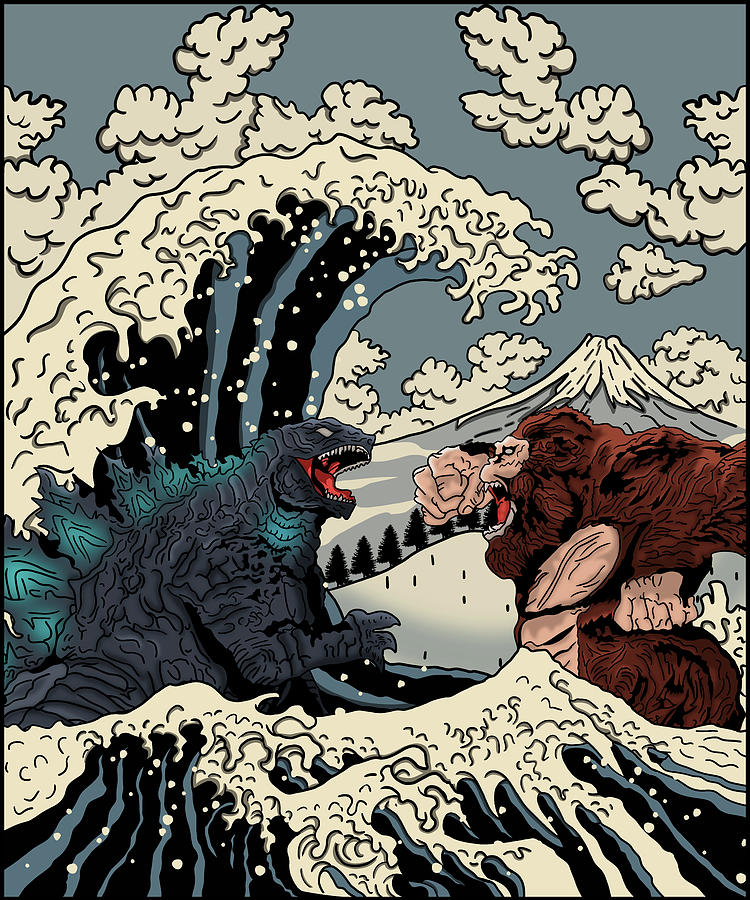 The Great Fight - king kong vs godzilla - V2 Digital Art by Nguyen ...