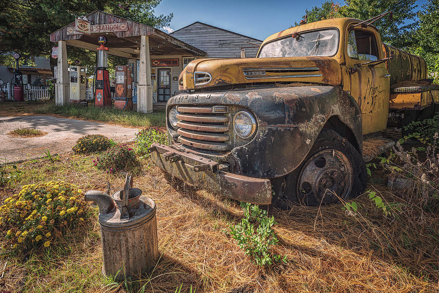 Old Ford Trucks Photograph - The Great Filling Station by Darren White